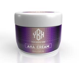 Private label AHA skincare cream with custom packaging for your brand.