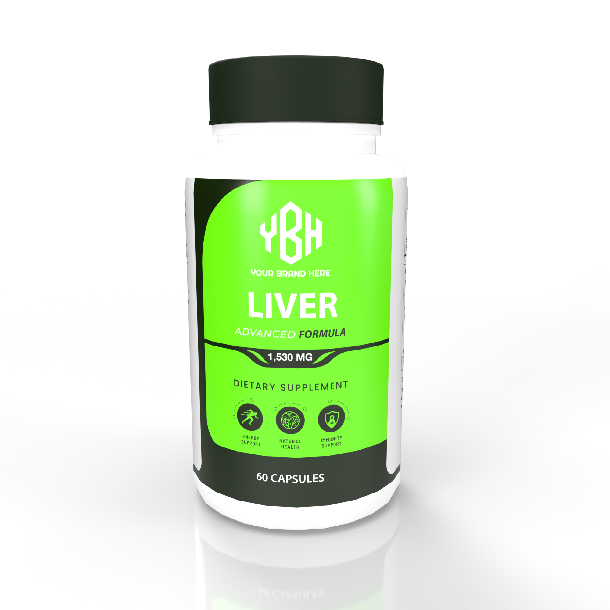 Private label liver supplement capsules with custom packaging for your brand.