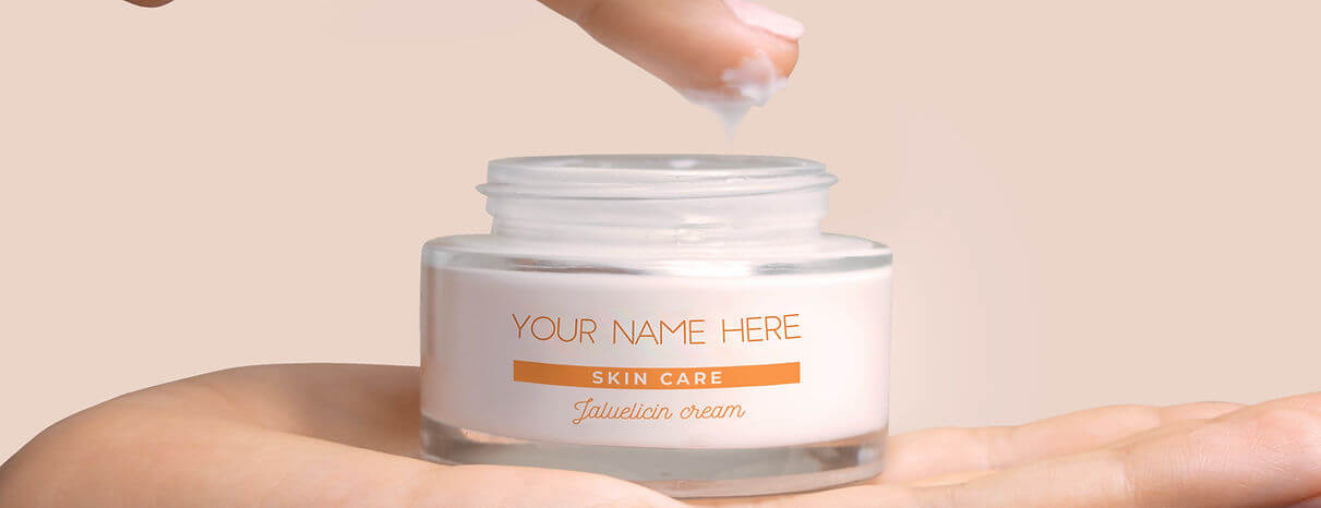 Private label skincare cream with custom packaging for your brand.